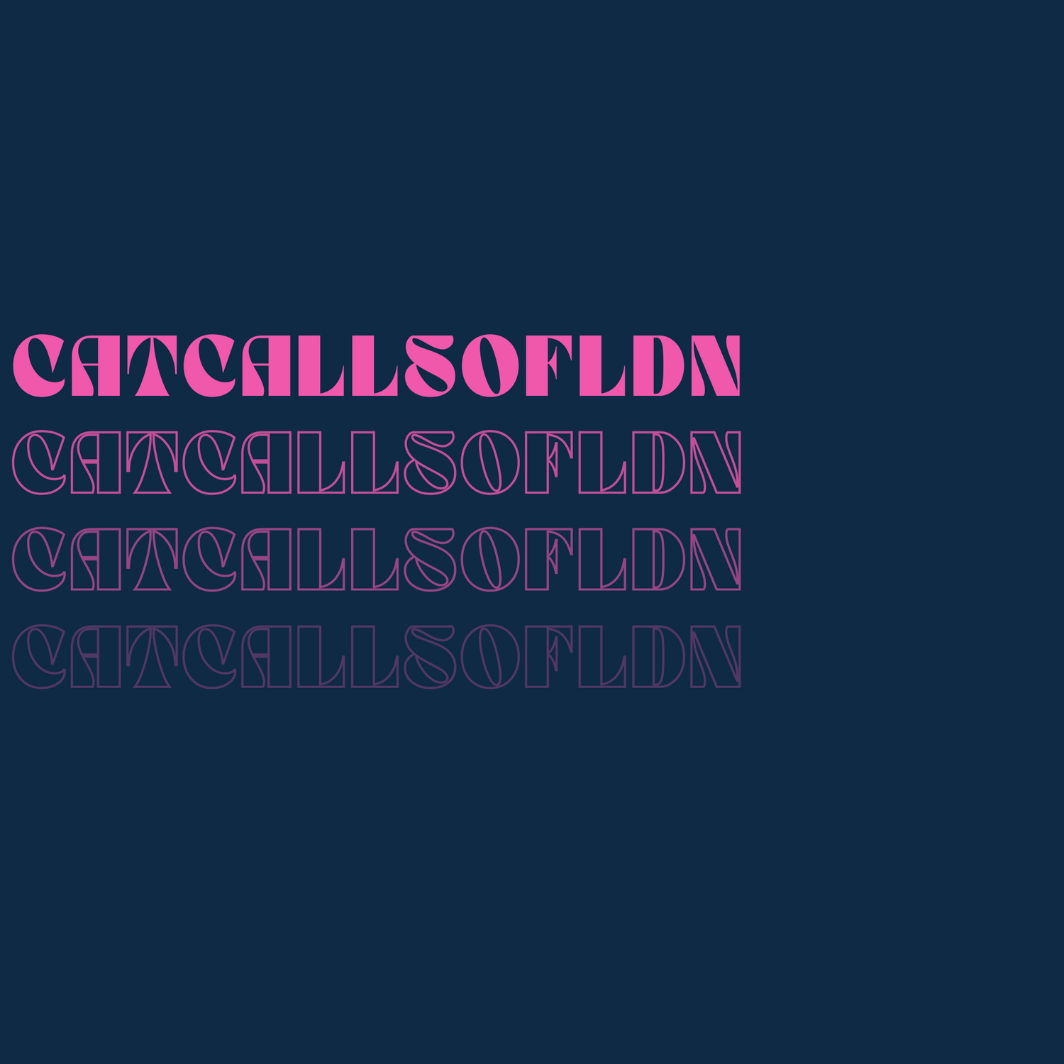 The word catcallsofldn - dark blue background pink text